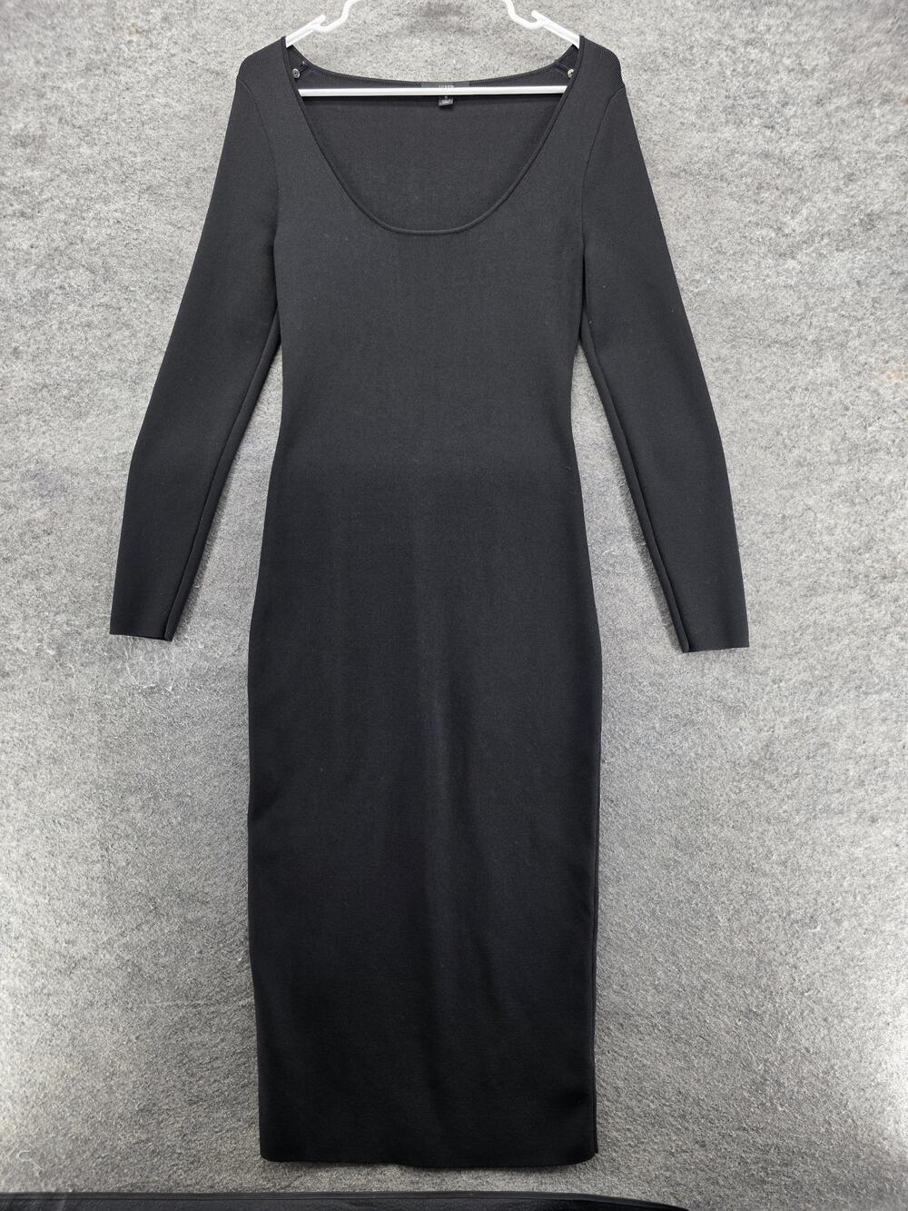 J.CREW Dress Womens S Black Bodycon Sweater Midi Scoop Neck Long Sleeve